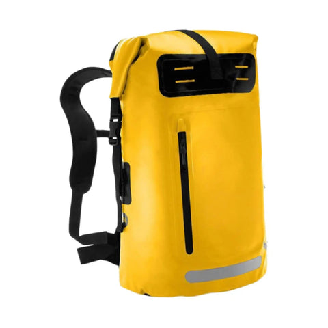 Yellow Waterproof Hiking Backpack With PVC Construction Large Capacity Daypack for Outdoor Adventures with padded straps