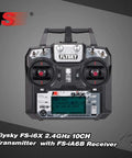 Two Point Four GHz 10 Channel AFHDS Two A RC Transmitter With Included FS IA6B Receiver, front view with control stick details