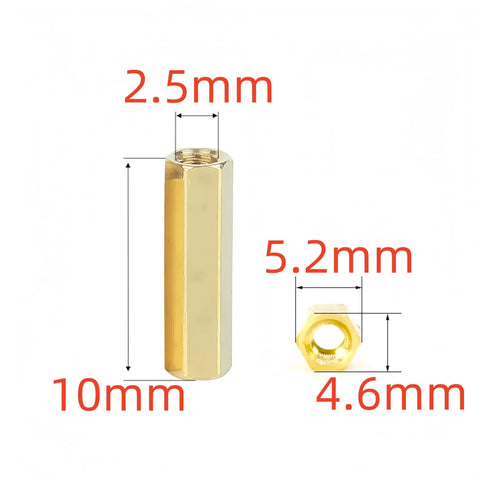 Beefy Brass M2.5 x 10mm Hex Coupling Nut With Female Thread Long Connector For Mechanical And Electrical Projects, Heavy Duty Threaded Rod Coupler, Corrosion Resistant, High Strength, Durable 70 Pack, brass 10mm coupler