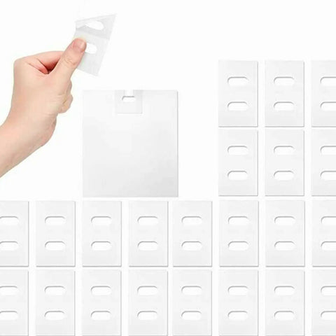 Hand holding a piece from 10 Pcs Vertical Blind Repair Clip Set With Clear Tabs Replacement For Quick DIY Fixes At Home Or Office Durable Slats Clips