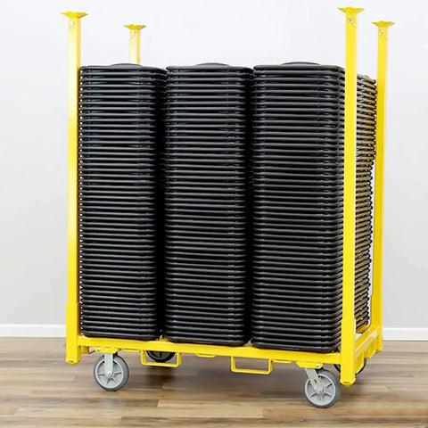 No Nonsense Yellow Four Wheel Chair Table Storage Cart With 3000 Lb Capacity Smooth Swivel Casters Built Tough Steel Deck Ultimate Mobile Parts Organizer For Shop Or Garage Runs