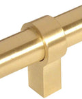 10 Pack Brushed Brass Cabinet Bar Handle Pull Set In Solid Steel Construction 2-3/8 Inch Long handle, side view