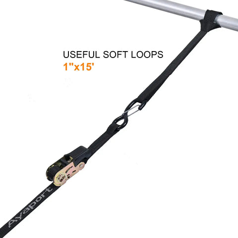 Heavy Duty Ratchet Strap Tie Downs Kit With S Hooks 2500 Lb Break Strength For Truck Bed Motorcycle Roof Rack Cargo Securement Tailgate Style No Sweat Operation