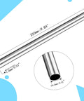 Side view of 304 stainless steel capillary tube, 4 mm OD, 1 mm wall, 250 mm long; weldable straight tubing.