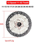 12 Speed Bike Cassette 11-52T Wide Range For Mountain And Road Bikes Fits Shimano SRAM SunRace HG Systems Durable Full Steel Sprockets