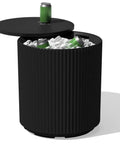 2-In-1 Outdoor Cooler Side Table In Black, Keeps 48 Cans Cold For 12 Hours, 40L Ice Capacity, Modern Patio Table With Built-In Cooler