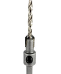 Eleven Sixty Fourth Inch Tungsten Carbide Tipped Countersink Drill Bit For Wood With Wide Flute For Easy Chip Flow Workhorse Tapered Bit And One Quarter Inch Hex Shank Quick Change
