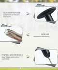 Pro Grade Lightweight S2 Steel Golf Wrench Tool For Club Head Adjustments And Driver Shaft Adapters focus on handle and key parts.