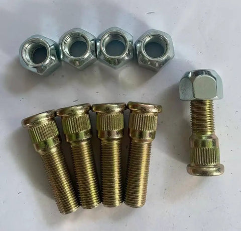 Five Pack 1/2-20 x 2 in Press-In Wheel Studs With Lug Nuts, Knurled For Dexter Trailer Hub 3500-7000 Lb, Replacement For 8-247 8-248