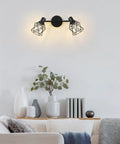 Dope Industrial Track Lighting With Two Adjustable Spotlight Heads, Black Flush Mount Ceiling Light in living area setting