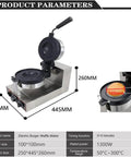 Judyssy Electric Panini Press And Waffle Maker With Adjustable Temp Control 50-300c showing dual waffle plates and timer dial.