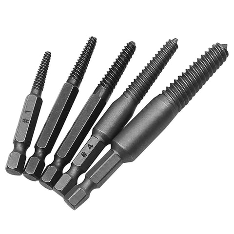 Cool Bolt Extractor Set That Nails Stripped Screw Removal For Wood Or Metal Fast And Tough Tools Perfect For Automotive Garage Work Home Projects Or Industrial Jobs You Gonna Love How Well This Shank Flute Kit Unwinds Stuck Bolts And Save Your Day. 5-piece steel extractor set for stripped screws and stuck bolts