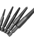 Cool Bolt Extractor Set That Nails Stripped Screw Removal For Wood Or Metal Fast And Tough Tools Perfect For Automotive Garage Work Home Projects Or Industrial Jobs You Gonna Love How Well This Shank Flute Kit Unwinds Stuck Bolts And Save Your Day. five-piece steel screw extractor set for stripped bolts, shown in sizes from small to large