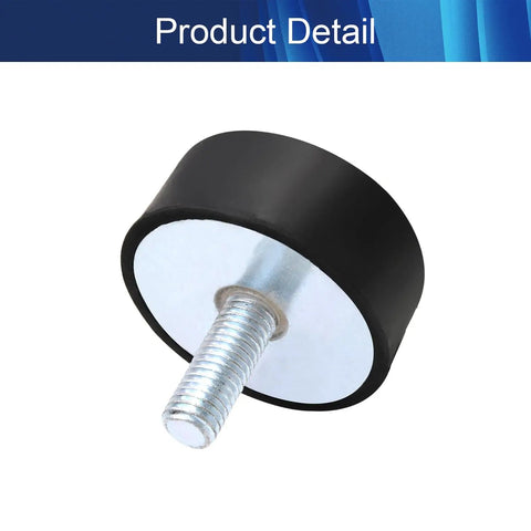 Heavy Duty M16 Rubber Vibration Isolators For Diesel Generators Rock Solid Anti Shake Mounts With Studs Smooth Ride Guard For Water Pumps And Power Equipment Set Of Four Pieces close-up of rubber isolator with metal stud.