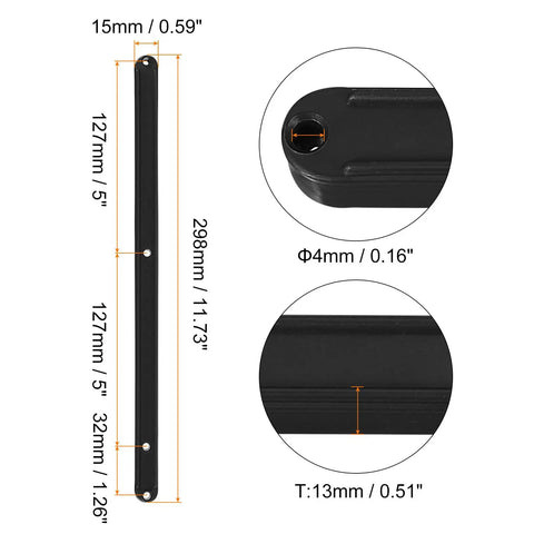 Rock Solid Plastic Drawer Slides Smooth Glide Design With All Included Hardware Side Loaded Grooved Guide Rail Zero Fuss Setup For Cabinet Furniture Bedroom Storage Refresh Black measuring 298x15x13mm.