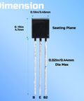 Assorted TO92 Transistor Kit With 840 Pieces, 24 Values, NPN And PNP Bipolar Transistors, dimensions and components labeled