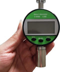Dead On Accuracy Digital Shore A Hardness Tester For Quick Soft Rubber And Plastic Checks Straight Up Portable Build held in hand.