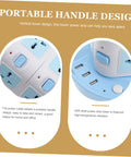 Heavy Duty USB Power Strip With Plenty Of Outlets And Superfast Ports Top Shelf Surge Protector with portable handle design.