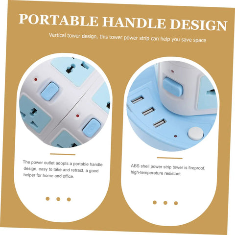 Heavy Duty USB Power Strip With Plenty Of Outlets And Superfast Ports Top Shelf Surge Protector with portable handle design.