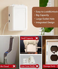 Super Secure Toddler Outlet Covers Featuring Roomy Design For Fat Adapters And Durable Pc Abs Build displayed on wall with power plug.