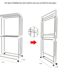Dope Electric Clothes Dryer Foldable Two Tier Rack With 1500W Heater Remote Control Big Capacity Low Noise For Home Laundry Or Apartment Use 110V Red Easy Setup shown both unfolded and folded