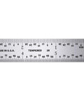 USA Made 6 Inch Flexible Steel Machinist Ruler With Satin Chrome Finish Handy For Curved Surfaces And Tight Spots, Precise 1/10 1/50 1/32 1/64 Grads, Narrow 1/2 Inch Width, Built Tough And Snag Free showing close-up of graduations