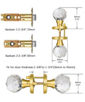 Crystal Glass Door Knobs With Privacy Lock For Bedroom And Bathroom, Gold Satin Brass Finish, interior handle set dimensions