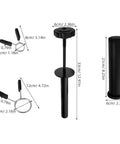 Heavy Duty Barbell Weight Loading Pin with Carabiner for Plate Storage, Carbon Steel, displaying dimensions in centimeters and inches.