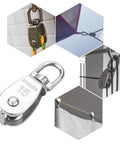Beefy Heavy Duty Single Pulley Block M15 304 Stainless Steel Swivel Top Ring for hanging cable and towing applications