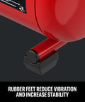 Close-up of rubber feet on Two Gallon Portable Air Compressor With One Third HP Max, 125 PSI Oil Free, Lightweight And Ready For DIY Projects