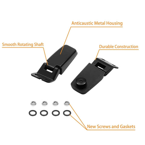 Rear Window Hinge Set for Liftgate Glass Right and Left Replacement Fits 2004 2010 Infiniti QX56, 2005 2015 Armada, 2004 Pathfinder Armada Replaces 90320-7S000 90321-7S000 OEM Fit displayed with screws and gaskets