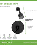 No-Fuss Single Handle Satin Nickel Shower Trim 1-Spray Showerhead 1.5 GPM Flow Arm Brass Escutcheon Lever Handle shown measured