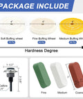4 Inch Buffing Wheel Set With Quarter Inch Shank And Half Inch Arbor Soft 30 Ply Fine 50 Ply Medium 38 Ply Includes 7.4 Oz