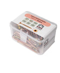 Tough As Nails Ten By Three Inch Deck Screws With Square Robertson Drive And Bugle Heads For Smooth Driving Rock Solid Grips And Rust Busting Protection Using Gilded Zinc Plated Finish In One Hundred Piece Box packaging view.