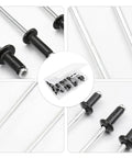 Close-up of Black Aluminum Blind Rivets and storage box, smooth pull rods, in M3.2 M4 and M2.4, 120 pcs set for DIY projects.