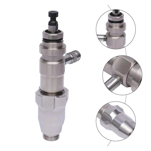 Heavy Duty Airless Paint Sprayer Pump Replacement Jet Assembly Compatible With 695PC And 795PC Machines Using Part Number 3900 And 248204 High Output Pro Setup, close-up view of stainless steel jet pump.