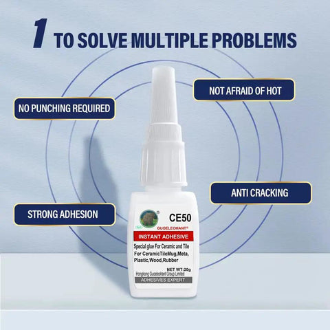 Clear Ceramic And Tile Repair Glue For Mug Metal Plastic Wood Rubber Glass Silicone Leather, CE50 adhesive bottle, 20g