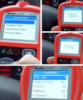 AL319 OBD2 Scanner Car Code Reader for Engine Fault Codes displaying stored codes and live data on screen inside a car