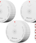 Photoelectric Battery Operated Smoke Alarm For Home, UL 217 10th Edition Certified, Red Dot Award Winning Smoke Detector With Low Profile Design, So Easy To Install, Keeping Your Family Safe In A Modern Pad., white ABS+PC smoke alarm with 3M adhesive pads