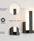 Top Shelf Modern Led Wall Sconces Set Of Two Up And Down Black Metal Fixture With 3000K Warm White Glow showing acrylic lampshade.