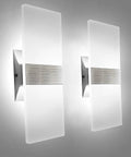 Cool White LED Wall Sconces Two Pack 10W Up Down Lights Hardwired Aluminum And Acrylic Wall Lamps sleek modern design