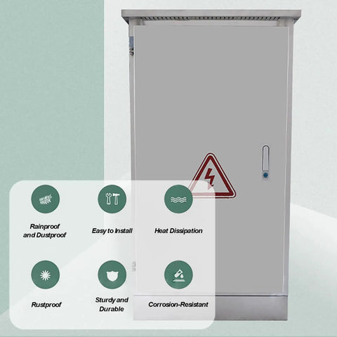 Weatherproof 304 Stainless Steel Electrical Enclosure Outdoor Box for Beefed Up Heavy Duty Junctions, IP55 Waterproof, Floor Mounted Cabinet, Durable Metal Electrical Cabinet, 60x90x45 cm, front view