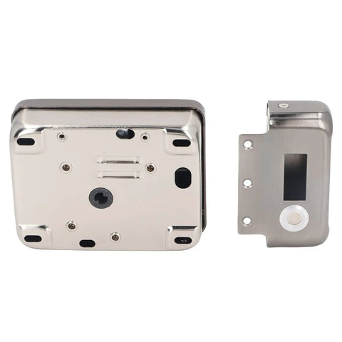 Premium Electronic Deadbolt Door Lock Featuring Smooth Wireless Remote Controller Access Top Tier Anti Tamper Design Hella Secure Keyless Entry For Residential Protection hardware back view with mounting options.
