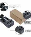 Compact Aluminum Alloy Bench Vise Clamp For Precision Crafts Small Parts And DIY Projects features a manual screw clamp for secure grip.