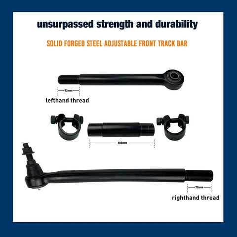 Beefed Up One And A Half To Eight Inch Lift Adjustable Front Track Bar For Ford F250 F350 4x4 Super Duty Forged Steel Suspension Upgrade Precision Machined Fit, forged steel, left- and right-hand thread