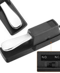 Universal Sustain Pedal For Keyboard With 1/4 Inch Plug Polarity Switch Built To Last Works With Digital Pianos, chrome and black design
