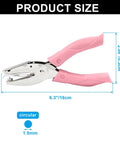 Round One Sixteenth Inch Hole Punch Handheld Paper Punch For DIY Crafts And Scrapbook Projects With Pink Soft Leather Cover Durable Stainless Steel shown with dimensions