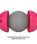 Supersoft Pink Golf Balls 2023 Edition cutaway view showing ultra soft feel and low compression core for casual play
