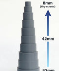 Rubber ring set from Camera Lens Repair Tool Kit For DSLR And Vintage Lenses demonstrating 8mm to 83mm sizes.