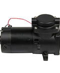 Side view of black 12V DC oil-free diaphragm air pump, 35 L/min, outdoor use